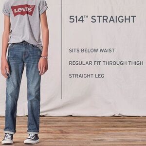 Levi’s Boys 514 Jeans Size 16 Regular W 28 L 28 Below Waist Dark Stone Wash